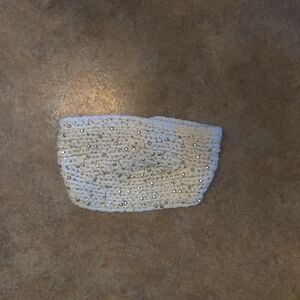 White Knit Headband with Gold Studs